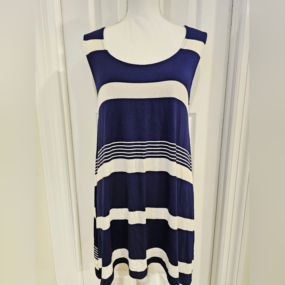 Navy and White Striped Sleeveless Top (XL) NWT